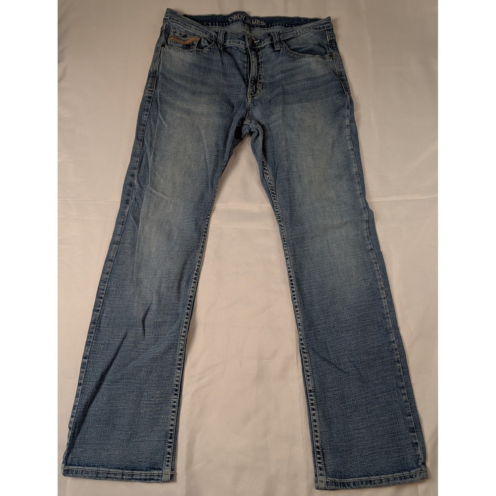 Cody James Mens Jeans 36x34 Light Wash Blue Denim Straight Leg Five Pocket